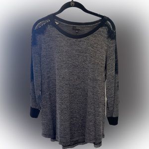 The Limited quarter length shirt with lace sleeves. Size Large. Black and gray.